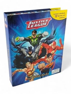 NIB Justice League My Busy Book Storybook 12 Figurines & Playmat